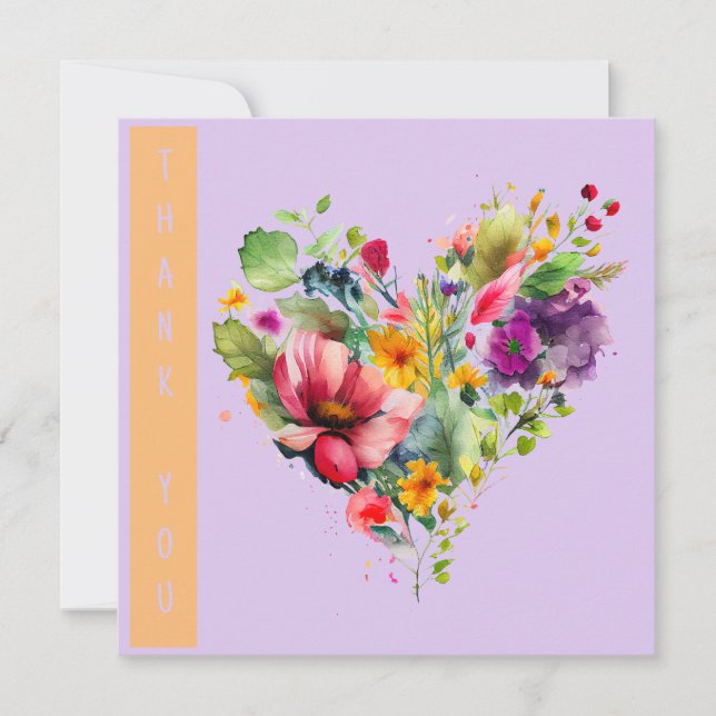 Modern Watercolor Floral Wreath Obrigado (Frente)