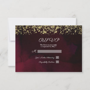 Modern Watercolor Moody Maroon e RSVP de Casamento