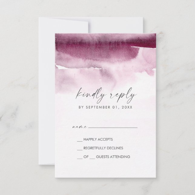Modern Watercolor | Placa RSVP Simples Vermelha (Frente)