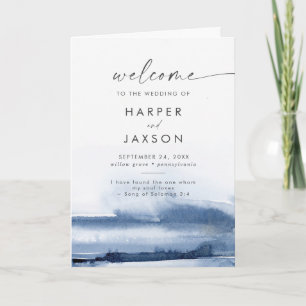 Modern Watercolor Programa Casamento Dobrado de
