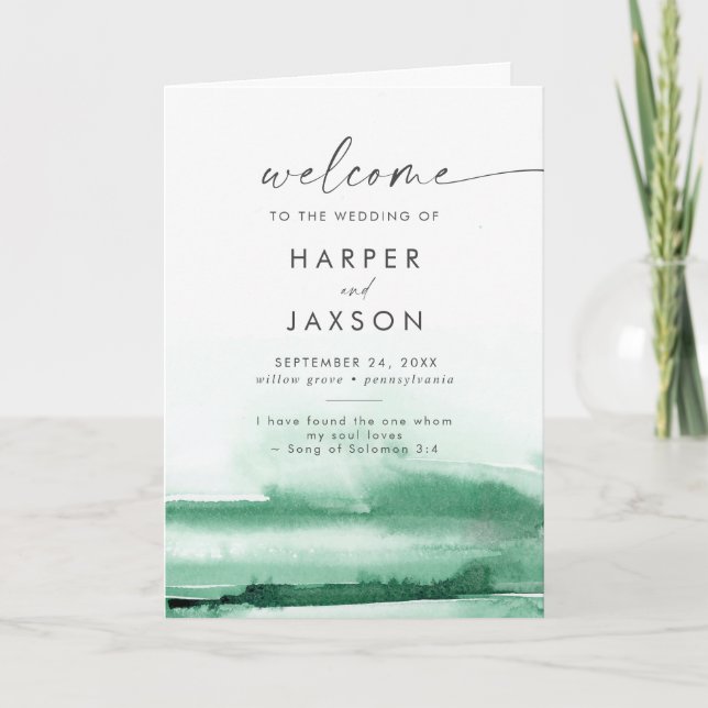 Modern Watercolor | Programa de Casamento Dobrado  (Frente)