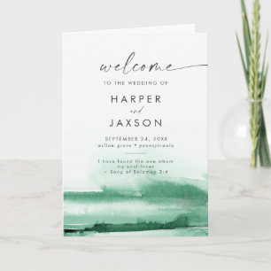 Modern Watercolor Programa de Casamento Dobrado
