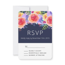 Modern Watercolor Rosas Floral Buquê Weddin RSVP