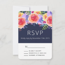 Modern Watercolor Rosas Floral Buquê Weddin RSVP
