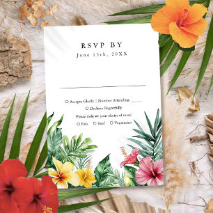 Modern Watercolor Tropical Flowers Casamento RSVP