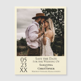 Modern Wedding Save the Date Photo Ivory Magnet