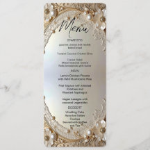 Modern White Flowers Pearls Menu