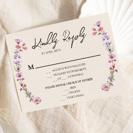 Modern Wildflower Beige Wede Menu Choice RSVP