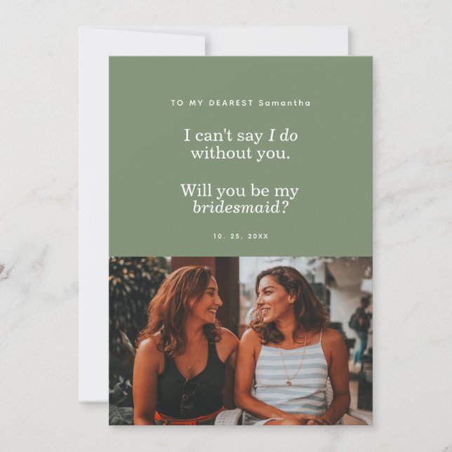 Modern Will You Be My Bridesmaid Photo Card (Frente)