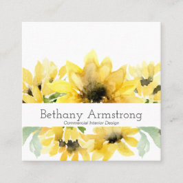 Moderna Aquarela Cartão de visita de girassol