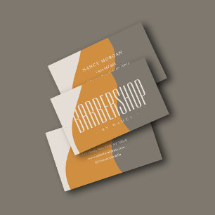 Moderna Barbershop Earth Tones Cartão de visita Ru