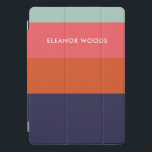 Moderna Tendy Blue Geométrico Estimulado Personali<br><div class="desc">Este gabinete na moda iPad apresenta um design striped geométrico de blocos coloridos moderno em uma paleta de cores ousadas,  vermelho,  rosa escuro e azul marinho,  personalizada com seu nome. ideia de presente de excelente!</div>