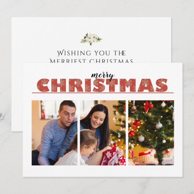 Moderno 1 ou 3 Foto com Feliz Saudação de Natal (Frente/Verso)