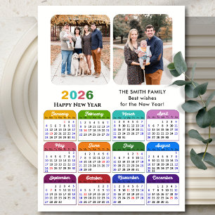 Moderno 2026 Calendário Colorido 2 Foto Magnética