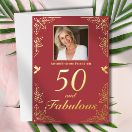 Moderno 50 Fabuloso Aniversário Vermelho Dourado