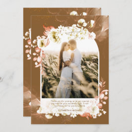 Moderno Agradecimento Floral Coral Marrom Terroso