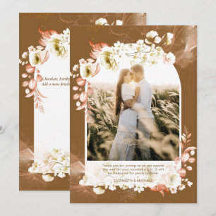 Moderno Agradecimento Floral Coral Marrom Terroso