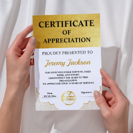 Moderno Certificado de Conquista Dourado: Uma Clas