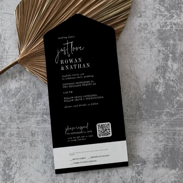 Moderno Chic Dark Black Apenas Adora Casamento com (Criador carregado)