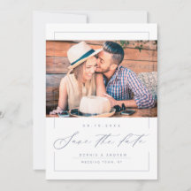 Moderno convite de casamento com foto em letra cur