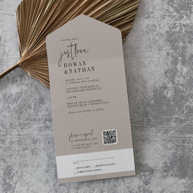 Moderno COR EDITABLE Apenas Ame Casamento com Códi (Criador carregado)