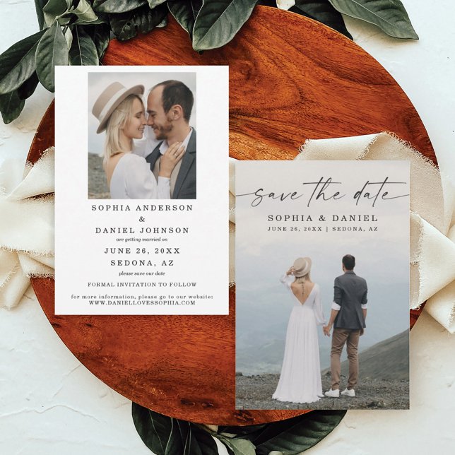 Moderno de Script Elegante Salvar o Cartão com fot (Criador carregado)