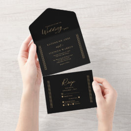 Moderno Dourado | Casamento Minimalista Negro