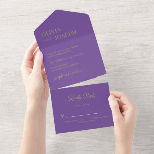 Moderno e minimalista simples Casamento Roxo