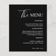 Moderno e minimalista simples | Menu Black Wedding