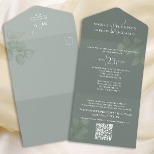 Moderno e Simples Sage Verde RSVP de Código QR