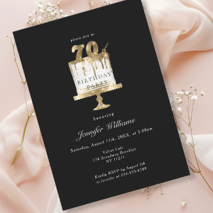 Moderno, elegante 70. convite preto de aniversário
