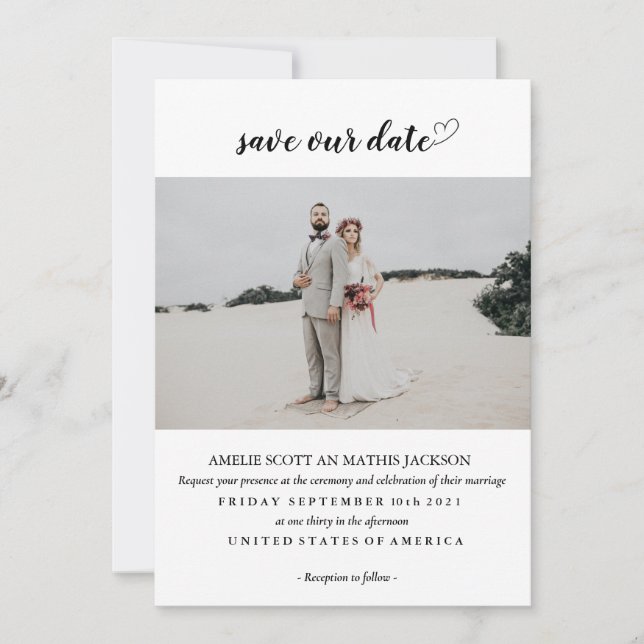 Moderno elegante com convites para casamento de fo (Frente)