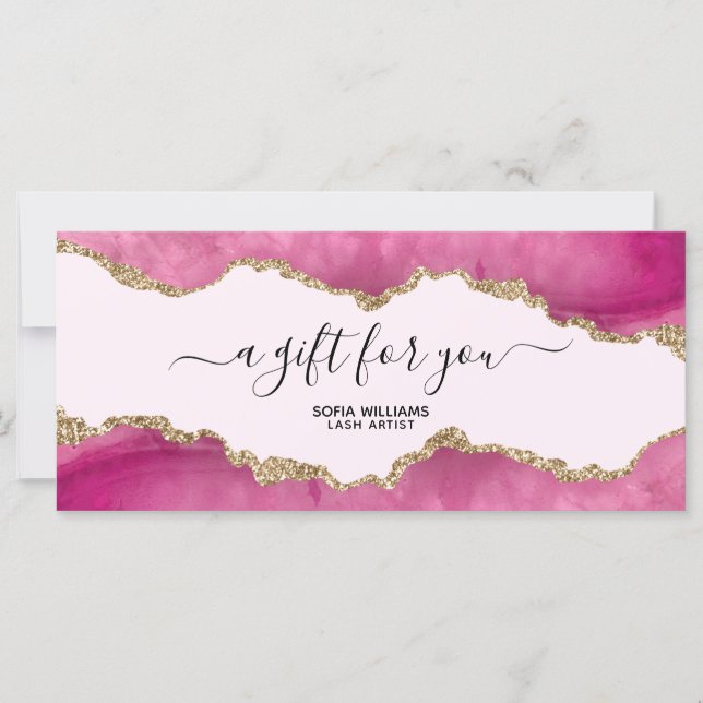 Moderno Elegante Glitter Rosa Agata (Frente)