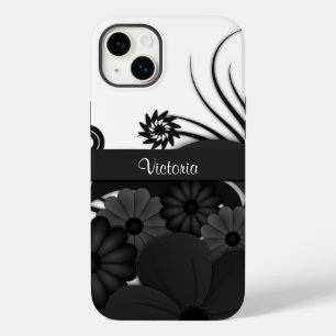 Moderno Elegante Gótico Negro Hibiscus Floral Sli