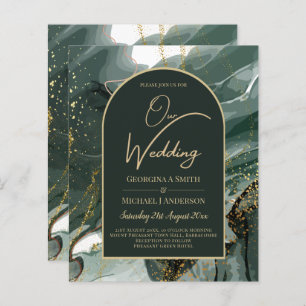 Moderno Emerald Green Dourado Agate Marble WEDDING