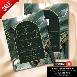 Moderno Emerald Green Dourado Agate Marble WEDDING