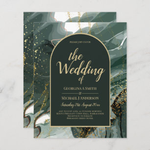 Moderno Emerald Green Dourado Agate Marble WEDDING