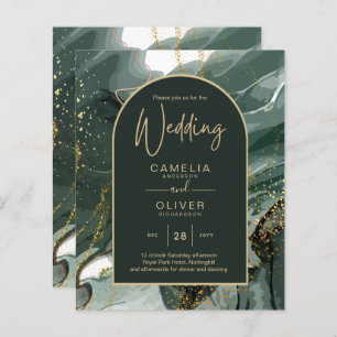 Moderno Emerald Green Dourado Agate Marble WEDDING