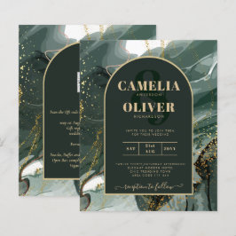 Moderno Emerald Green Dourado Agate Marble WEDDING