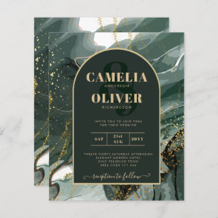 Moderno Emerald Green Dourado Agate Marble WEDDING