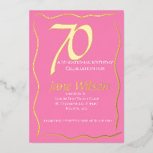  Moderno Feminino Rosa & Folha 70º Aniversário 