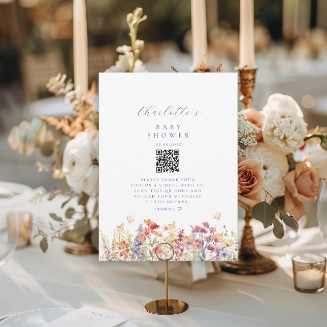 Moderno, flor selvagem, código QR, Chá de fraldas, (Criador carregado)