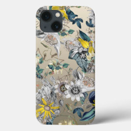 Moderno Floral Elegante Amarelo Cinza Prata