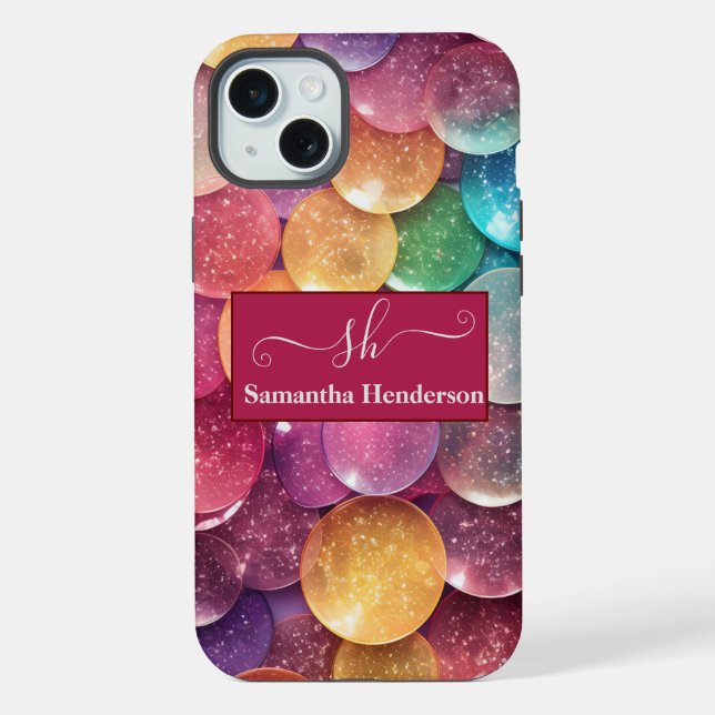 Moderno Glitter Arco-Íris Monogramado Chic Persona (Verso)