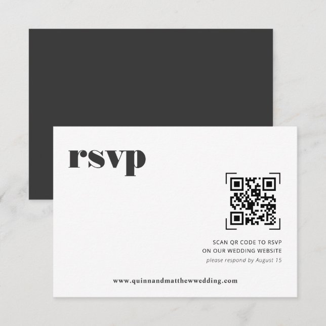 Moderno Minimalista | Código QR RSVP Casamento (Frente/Verso)