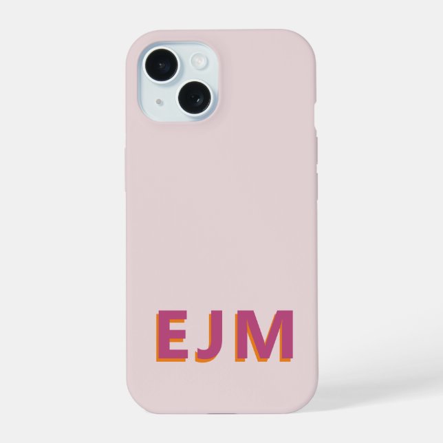 Moderno Monograma Inicial Minimalista Rosa (Verso)