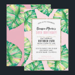MODERNO PARTIDO CONVITE folhas de monstera tropica<br><div class="desc">por kat massard >> kat@simplysweetPAPERIE.com <<< Um design de convite super simples, mas na moda para seu ANIVERSÁRIO. Uau, seus amigos e família com este pequeno número;D Configuração como modelo é simples você adicionar seus próprios detalhes, ou clicar no botão personalizar e você pode adicionar ou alterar texto, fontes, tamanhos...</div>