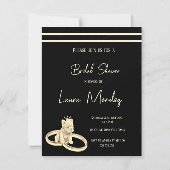 moderno perro oscuro Bridal Shower Invite (Frente)