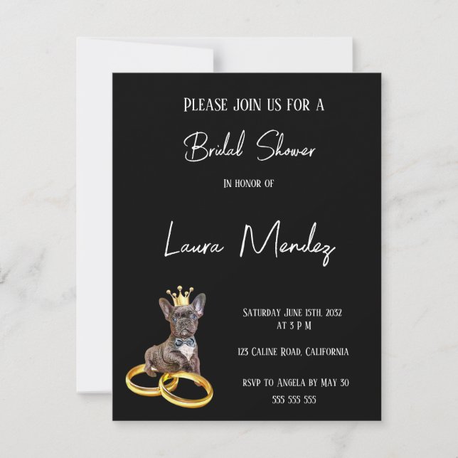 moderno perro oscuro Bridal Shower Invite (Frente)