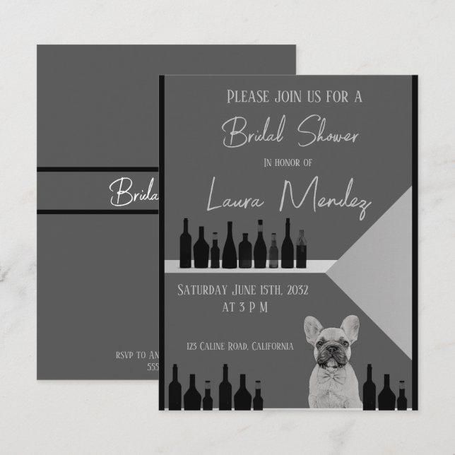 moderno perro oscuro Bridal Shower Invite (Frente/Verso)